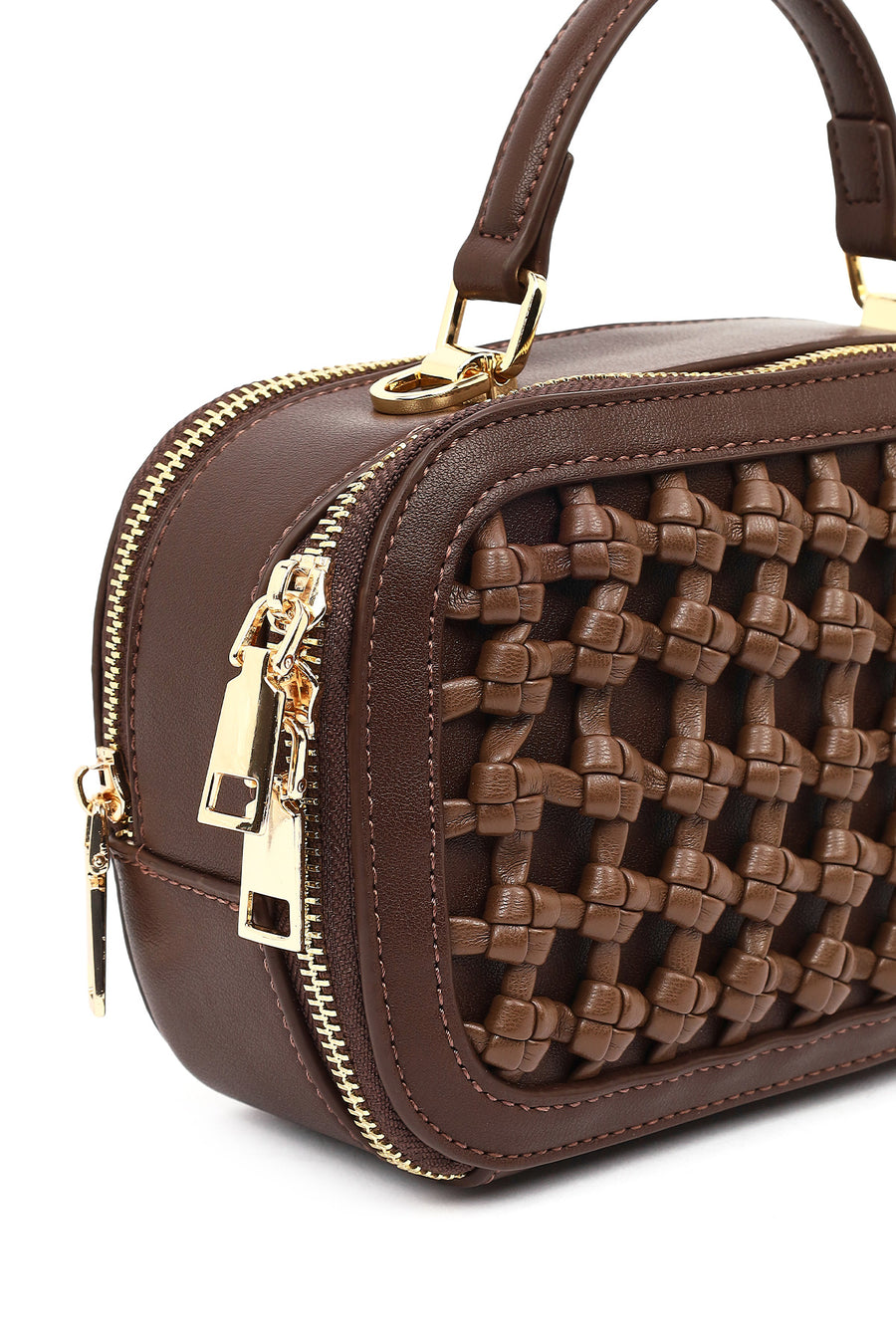 Women's Brown Braided Crossbody Bag