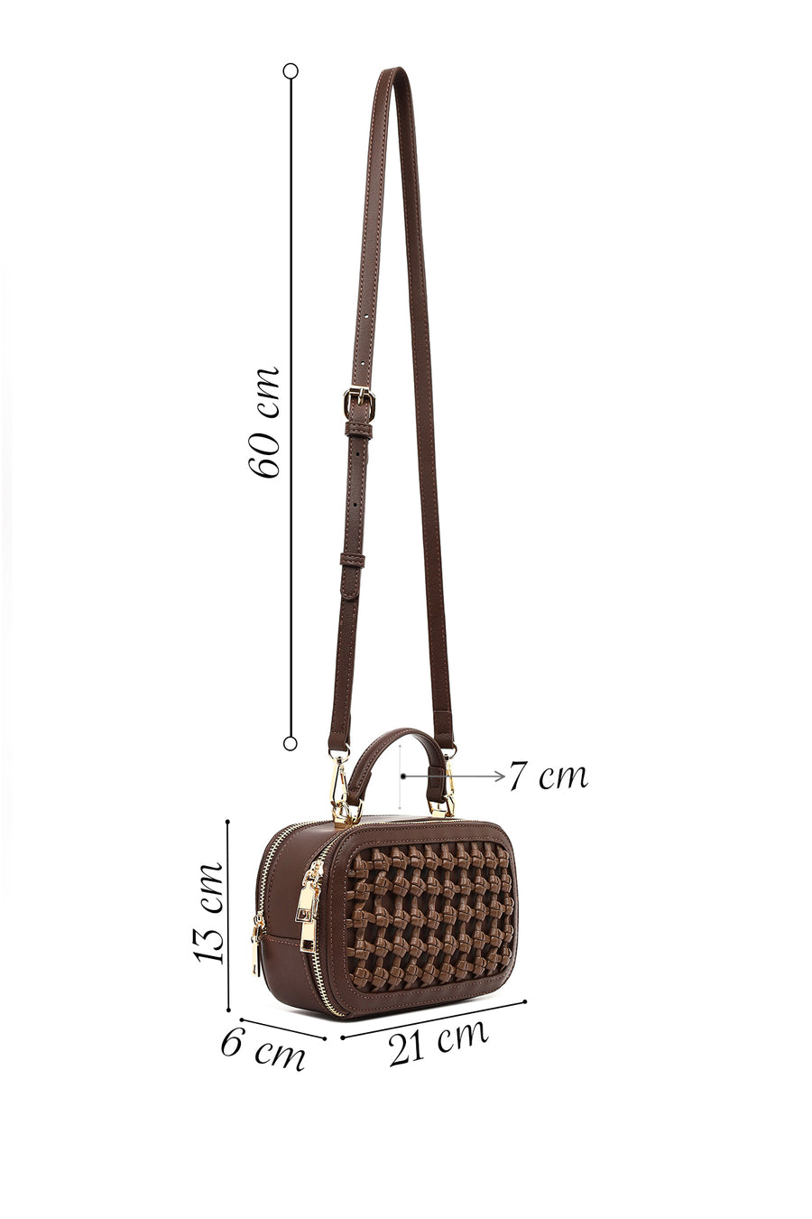 Women's Brown Braided Crossbody Bag