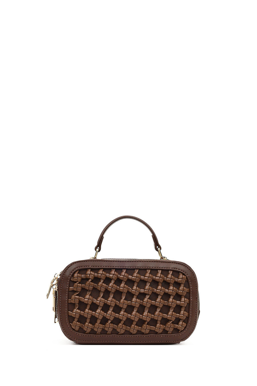 Women's Brown Braided Crossbody Bag