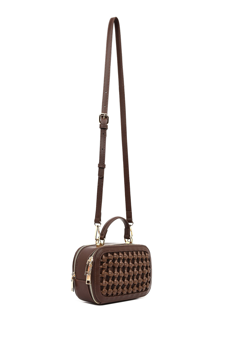 Women's Brown Braided Crossbody Bag