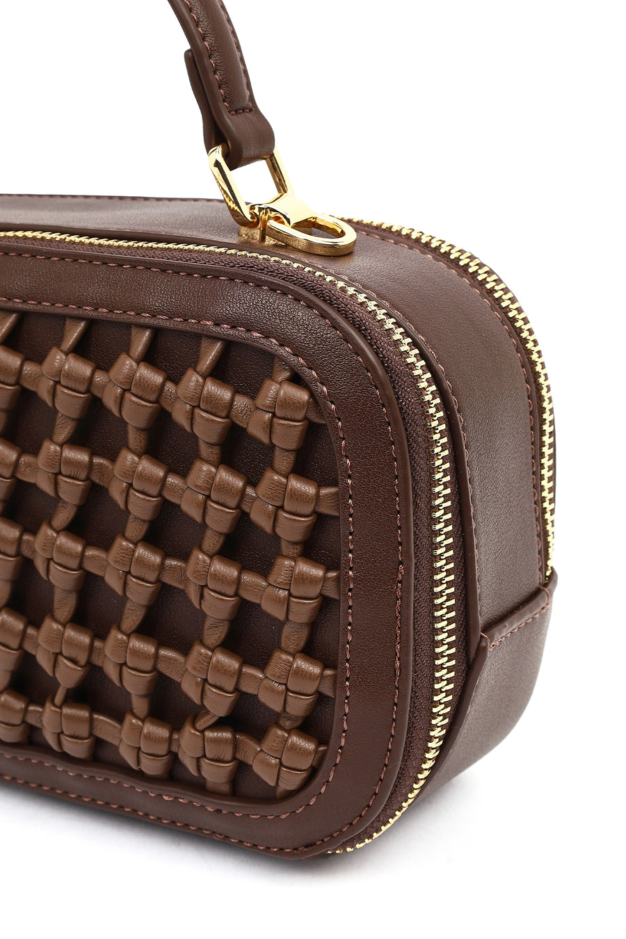 Women's Brown Braided Crossbody Bag