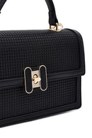 Kadın Siyah Baskılı Uzun Askılı Çapraz Çanta | Derimod