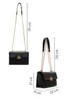 Woman Black Chain Strap Woven Crossbody Bag | Derimod