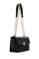 Woman Black Chain Strap Woven Crossbody Bag | Derimod