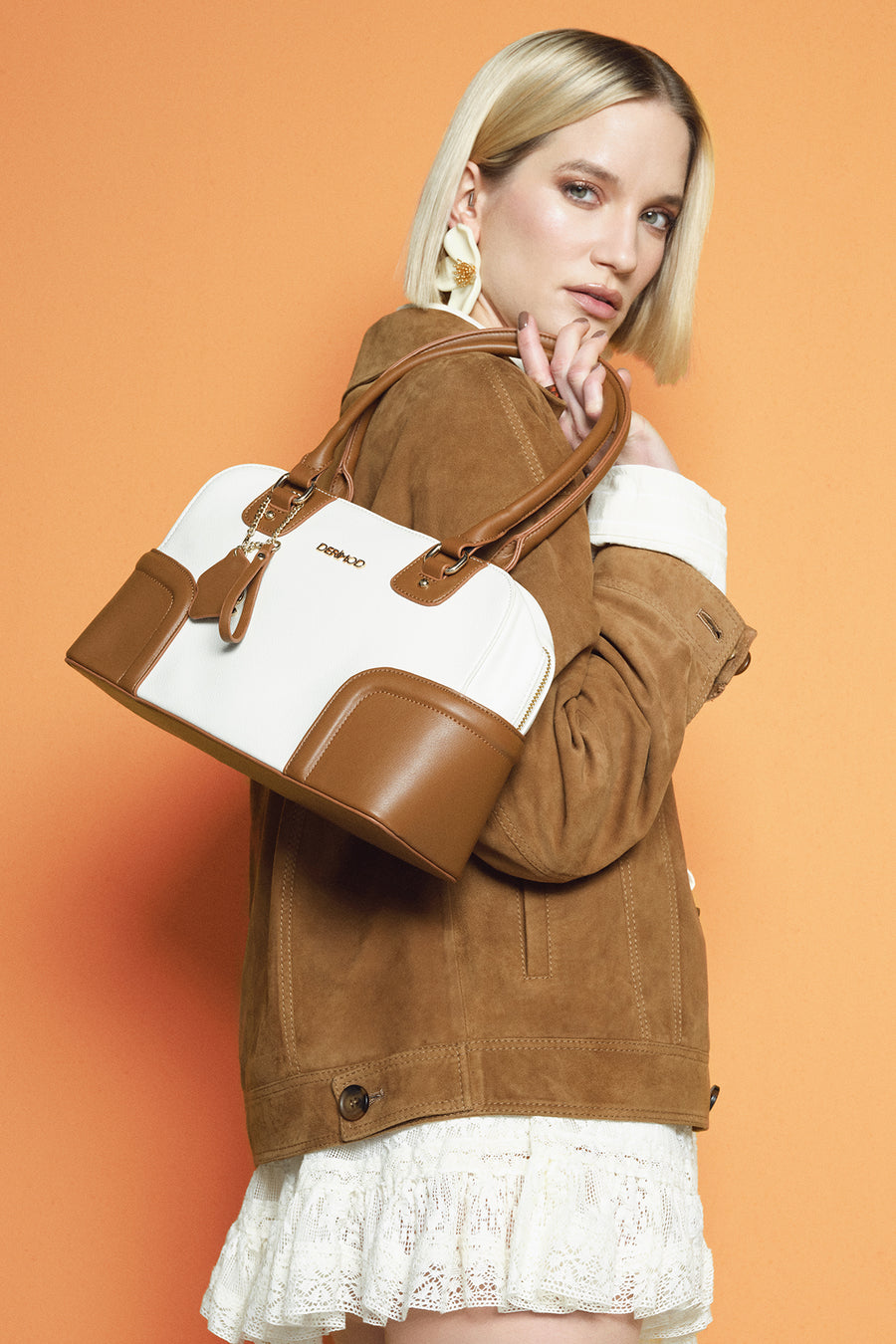 Women's Cream Charm Shoulder Bag