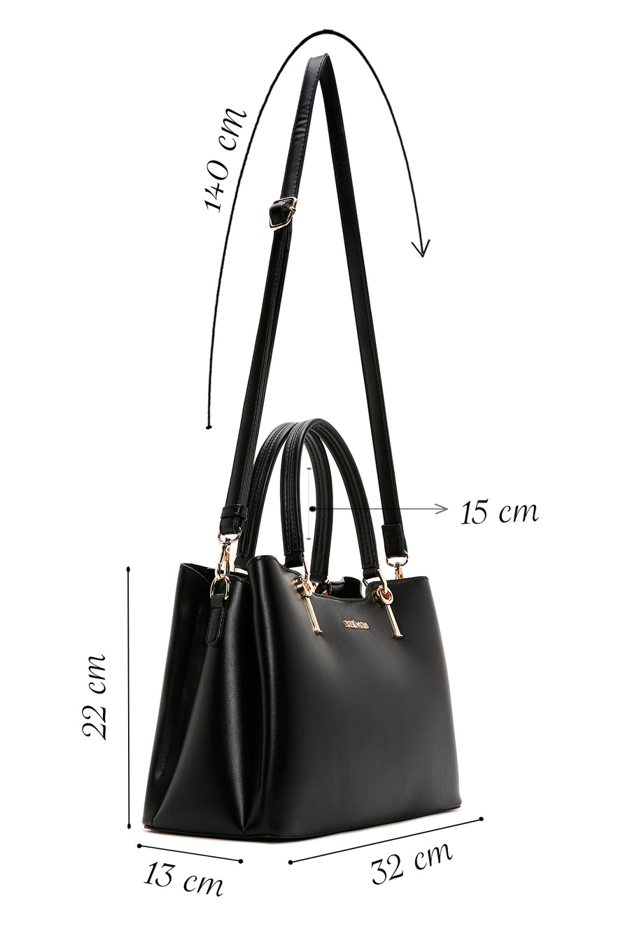 Women's Black Long Strap Classic Handbag