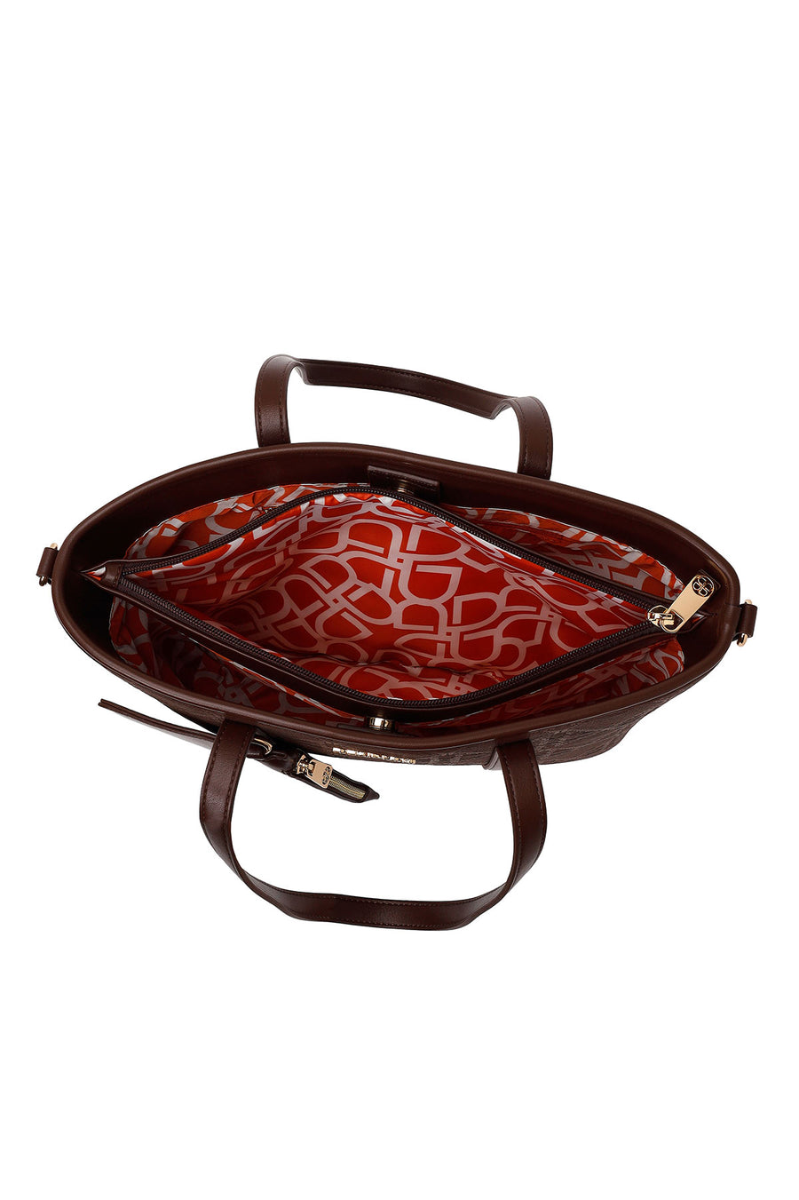Woman Brown Long-Strap Patterned Wicker Shoulder Bag