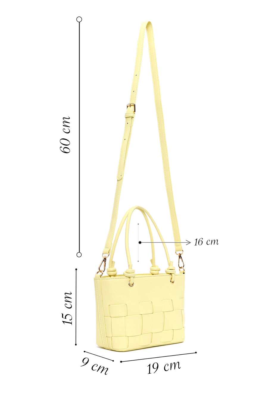 Woman Yellow Long-Strap Knit Mini Shoulder Bag