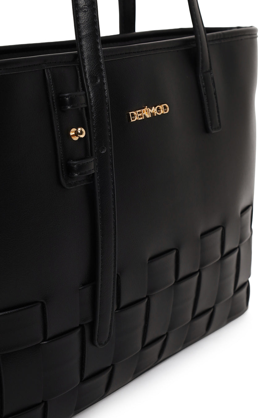 Woman Black Long-Strap Braided Shoulder Bag