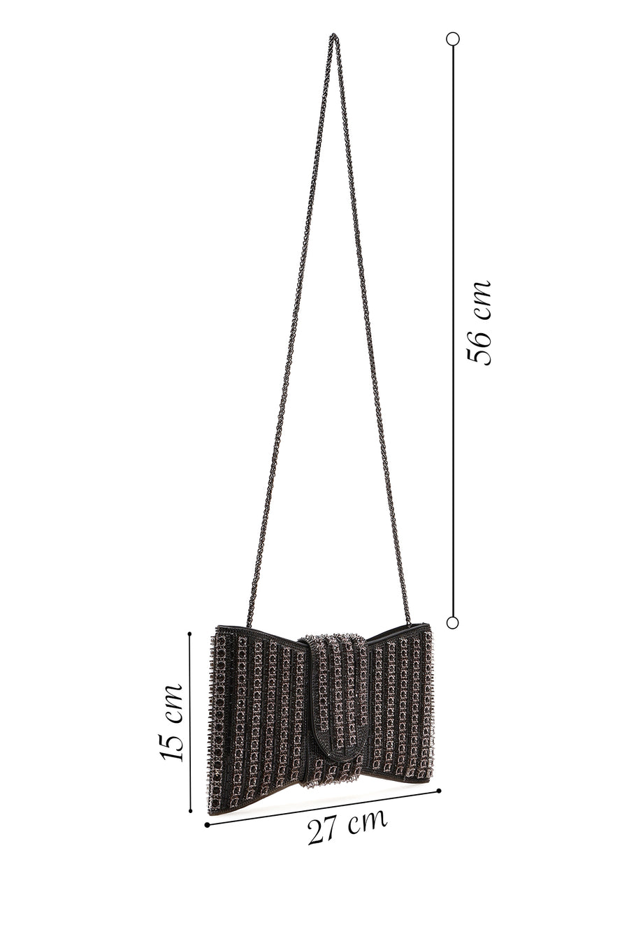 Women's Black Long Strap Embellished Mini Box Dress Bag