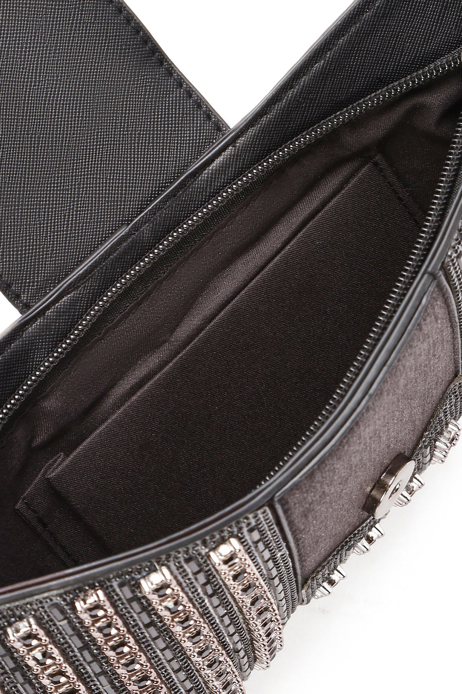 Women's Black Long Strap Embellished Mini Box Dress Bag