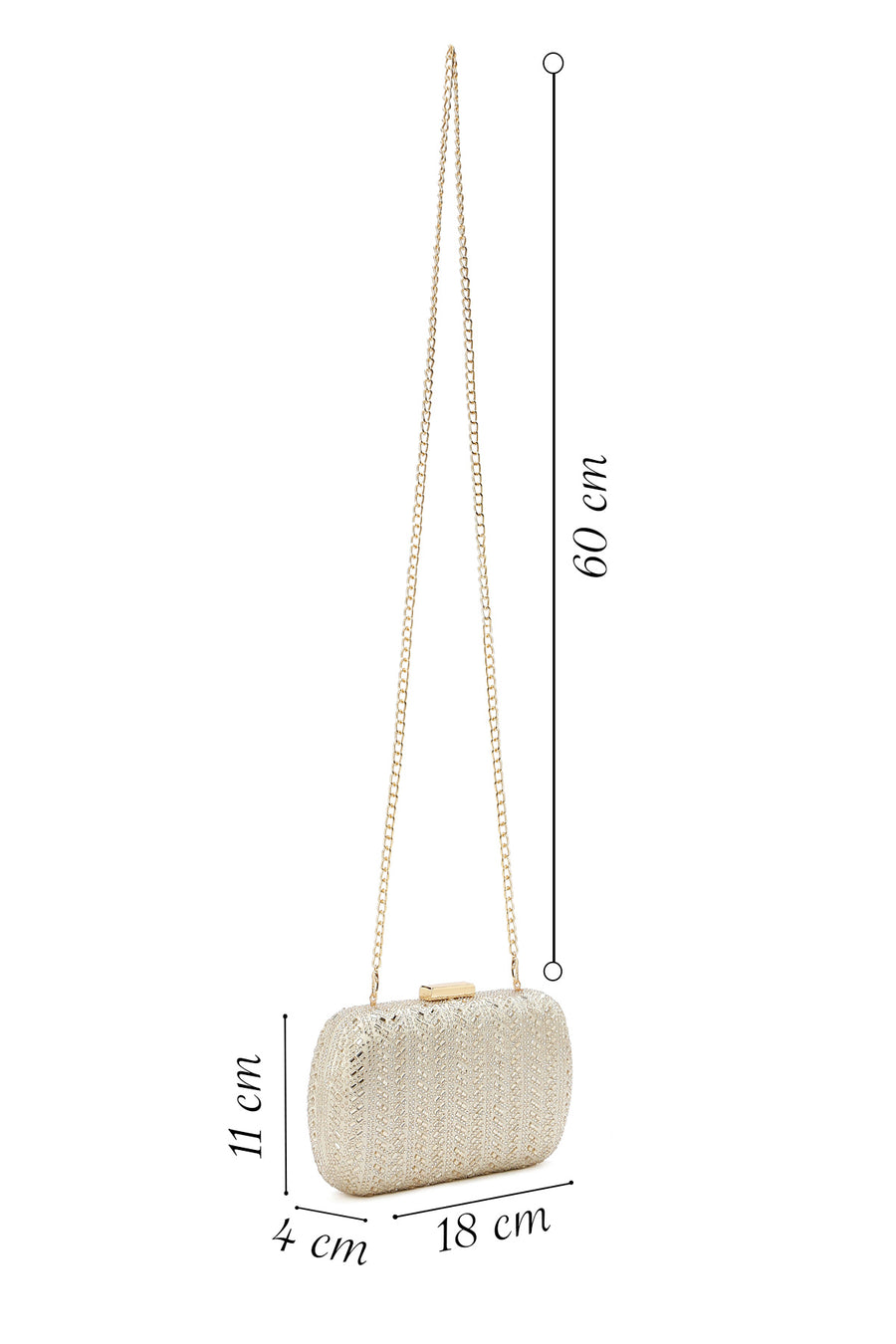 Women's Gold Chain Strap Embellished Mini Box Dress Bag
