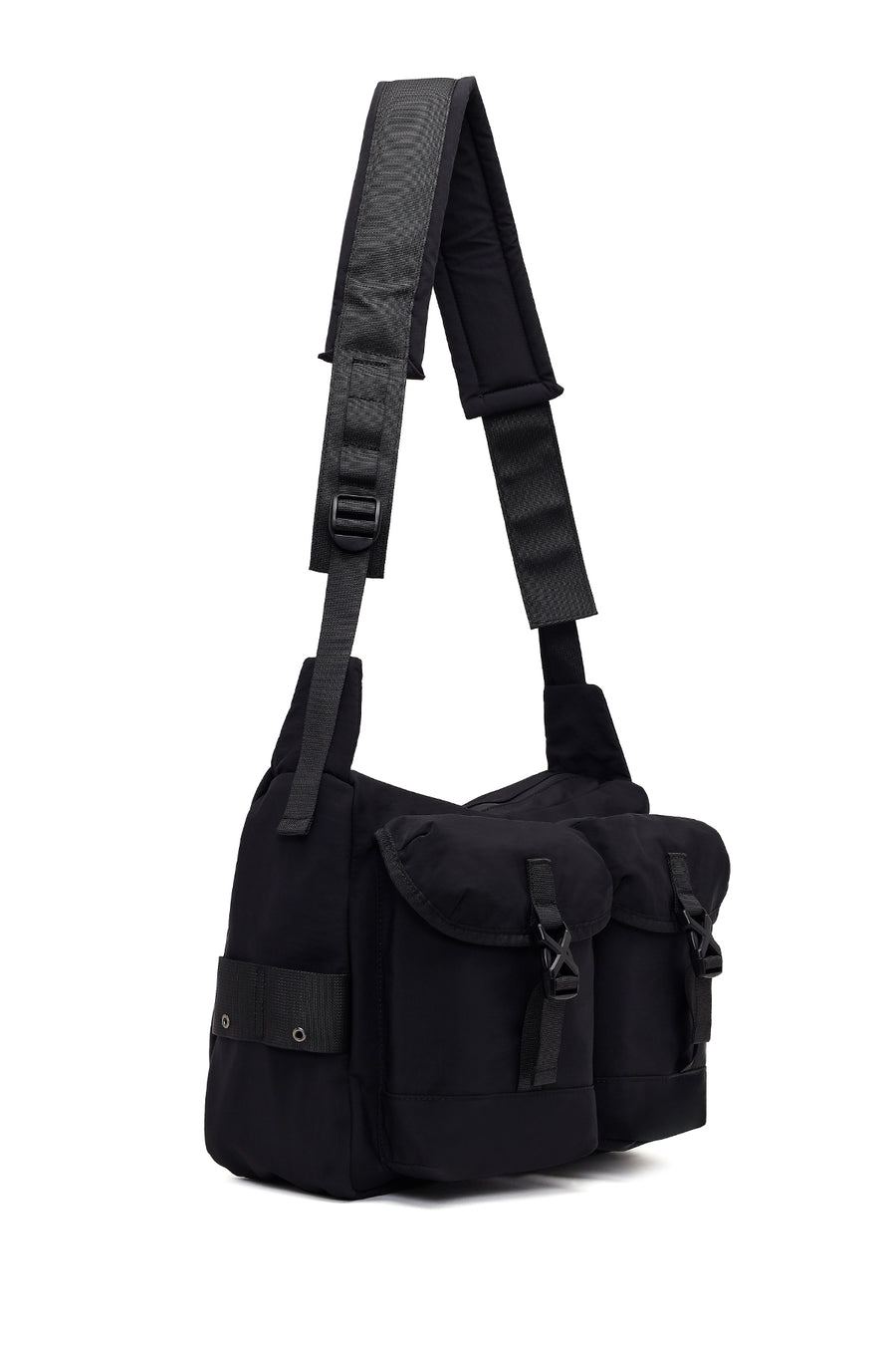Male Black Fabric Messenger Bag