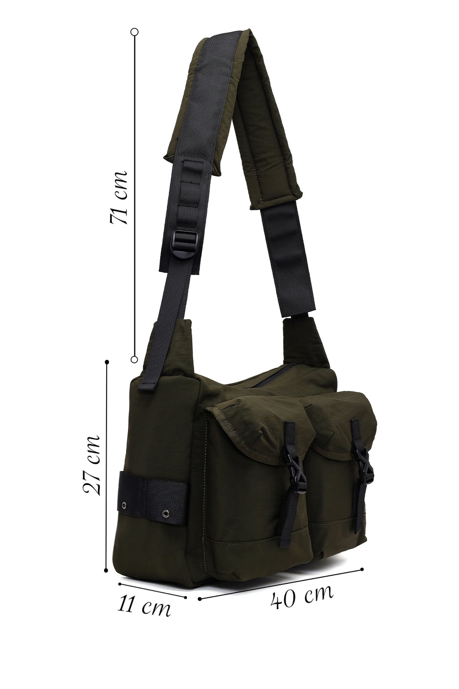 Male Khaki Fabric Messenger Bag