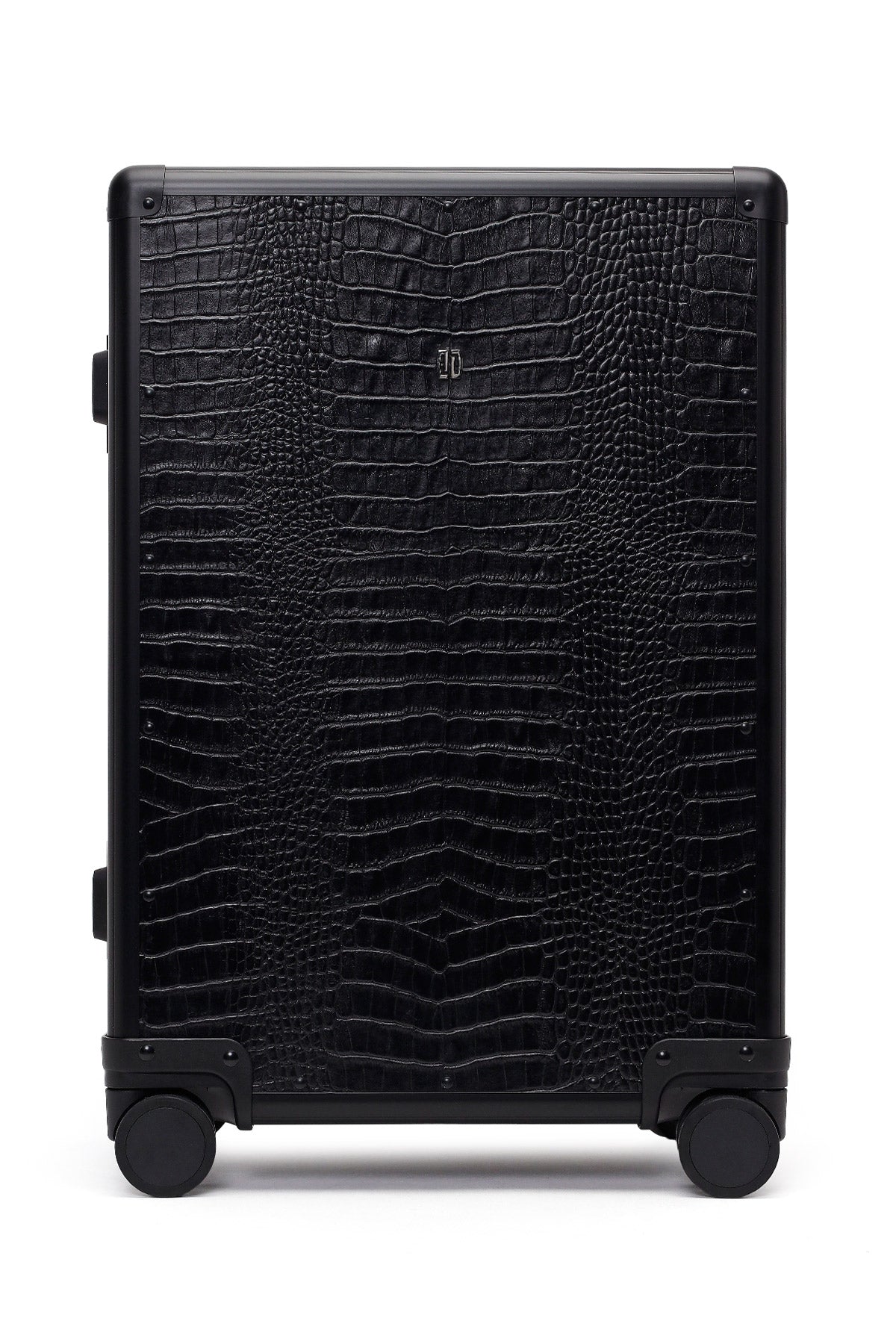 Unisex Black Croc-Effect Mini Cabin-Size Leather Suitcase 26SBD3220E3 | Derimod