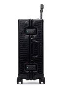 Unisex Black Croc-Effect Mini Cabin-Size Leather Suitcase | Derimod