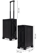 Unisex Black Croc-Effect Mini Cabin-Size Leather Suitcase | Derimod