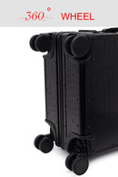 Unisex Black Croc-Effect Mini Cabin-Size Leather Suitcase | Derimod