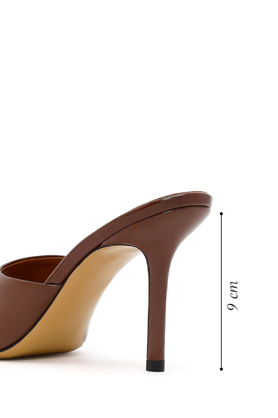 Women's Brown High Thin Heel Patent Leather Slippers