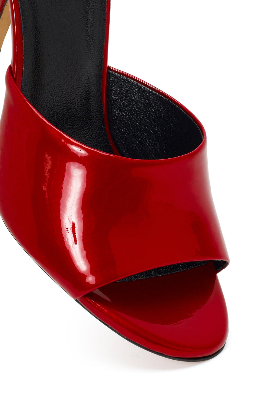 Women's Red High Thin Heel Patent Leather Slippers
