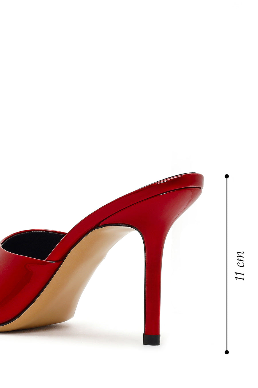 Women's Red High Thin Heel Patent Leather Slippers