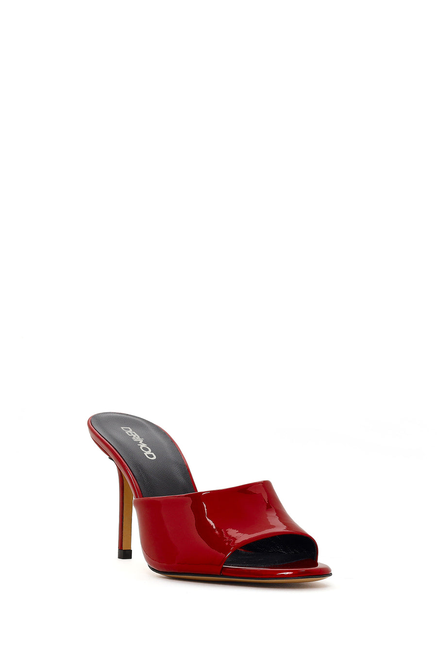 Women's Red High Thin Heel Patent Leather Slippers