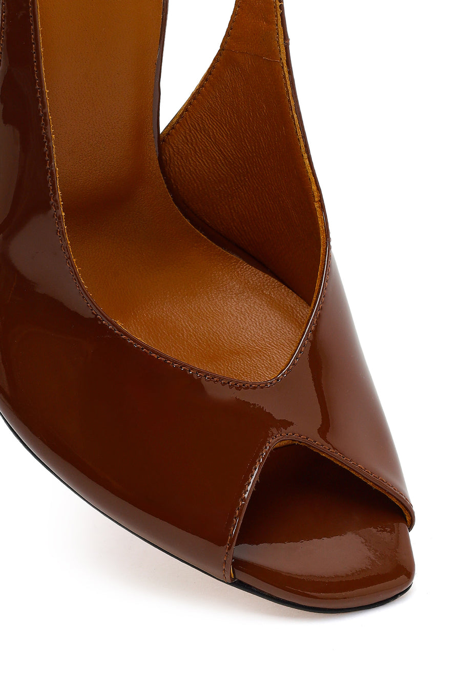 Woman Brown High Thin-Heeled Patent Leather Leather Shoes