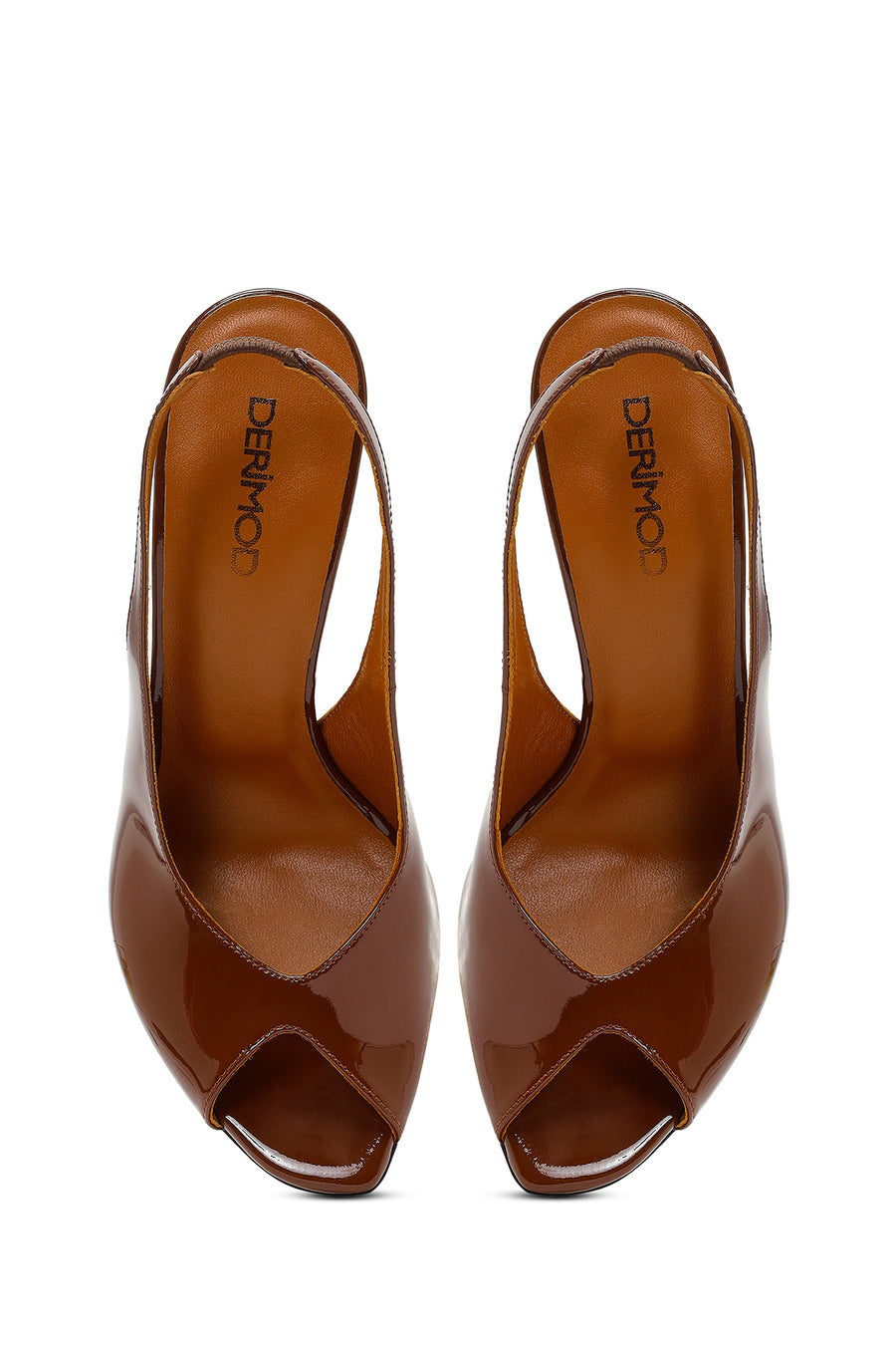 Woman Brown High Thin-Heeled Patent Leather Leather Shoes