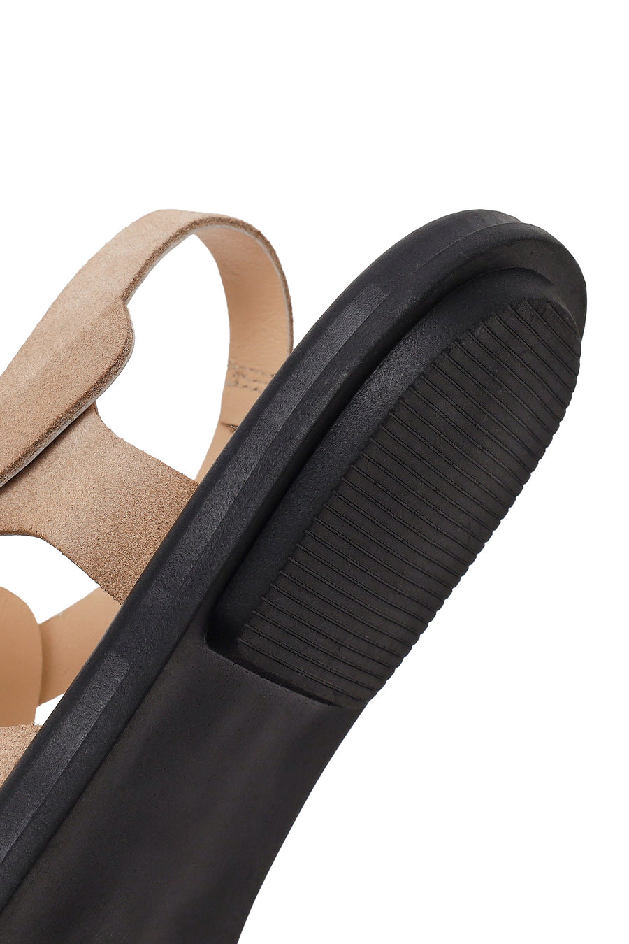 Woman Beige Buckled Suede Leather Sandal