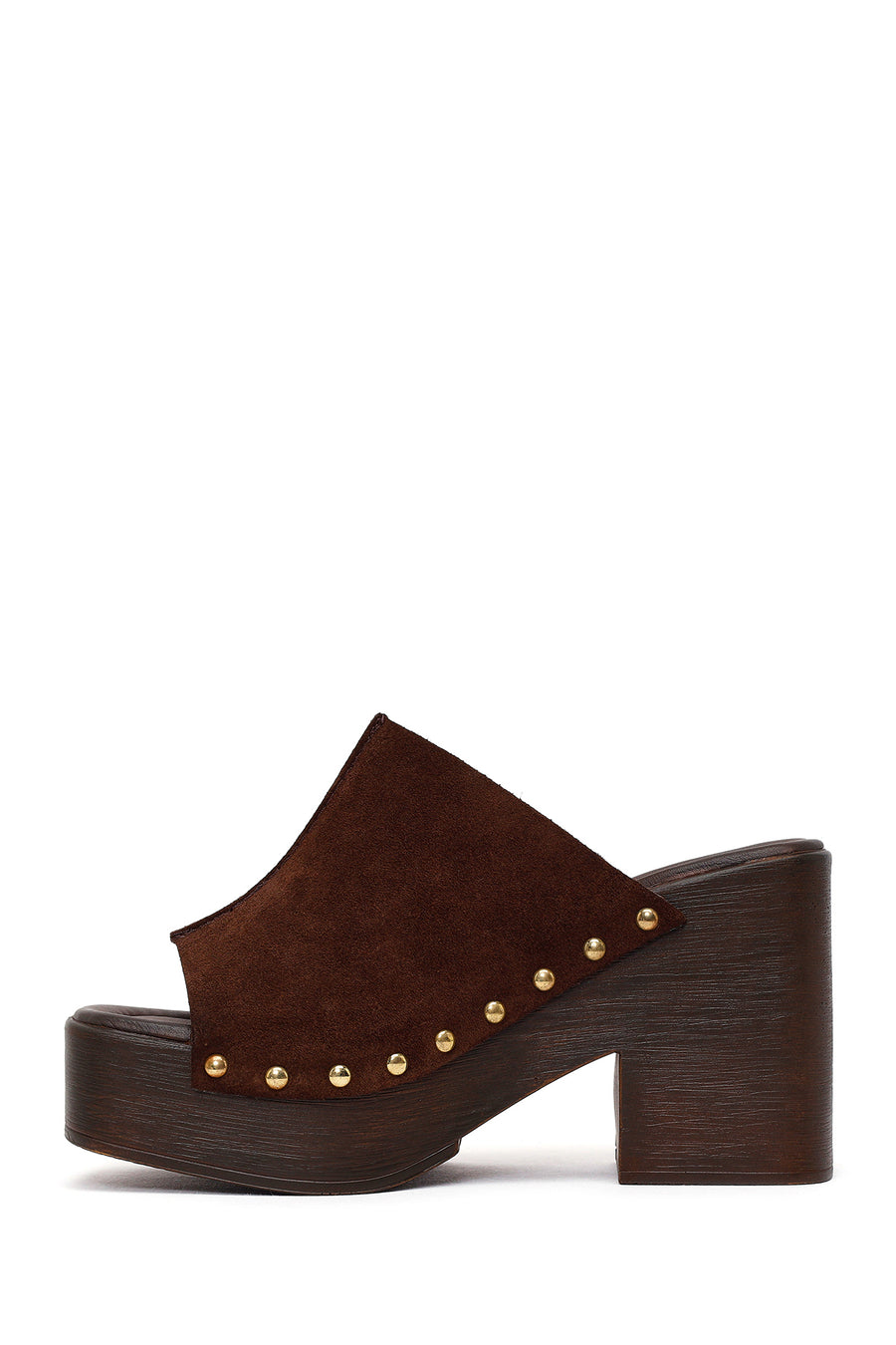 Women's Brown High Heel Suede Leather Slippers