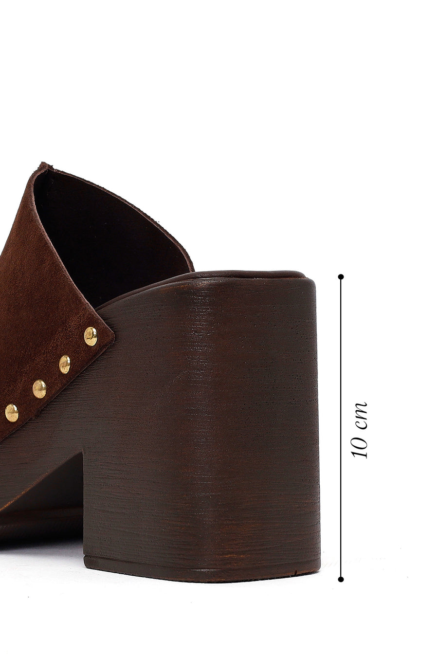 Women's Brown High Heel Suede Leather Slippers