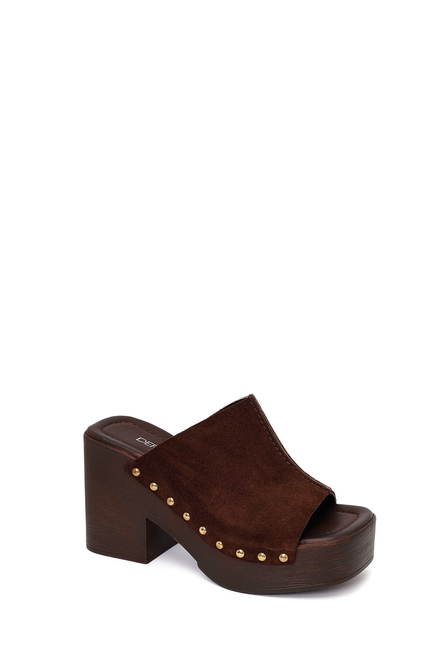 Women's Brown High Heel Suede Leather Slippers