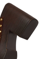 Women's Brown High Heel Suede Leather Slippers | Derimod