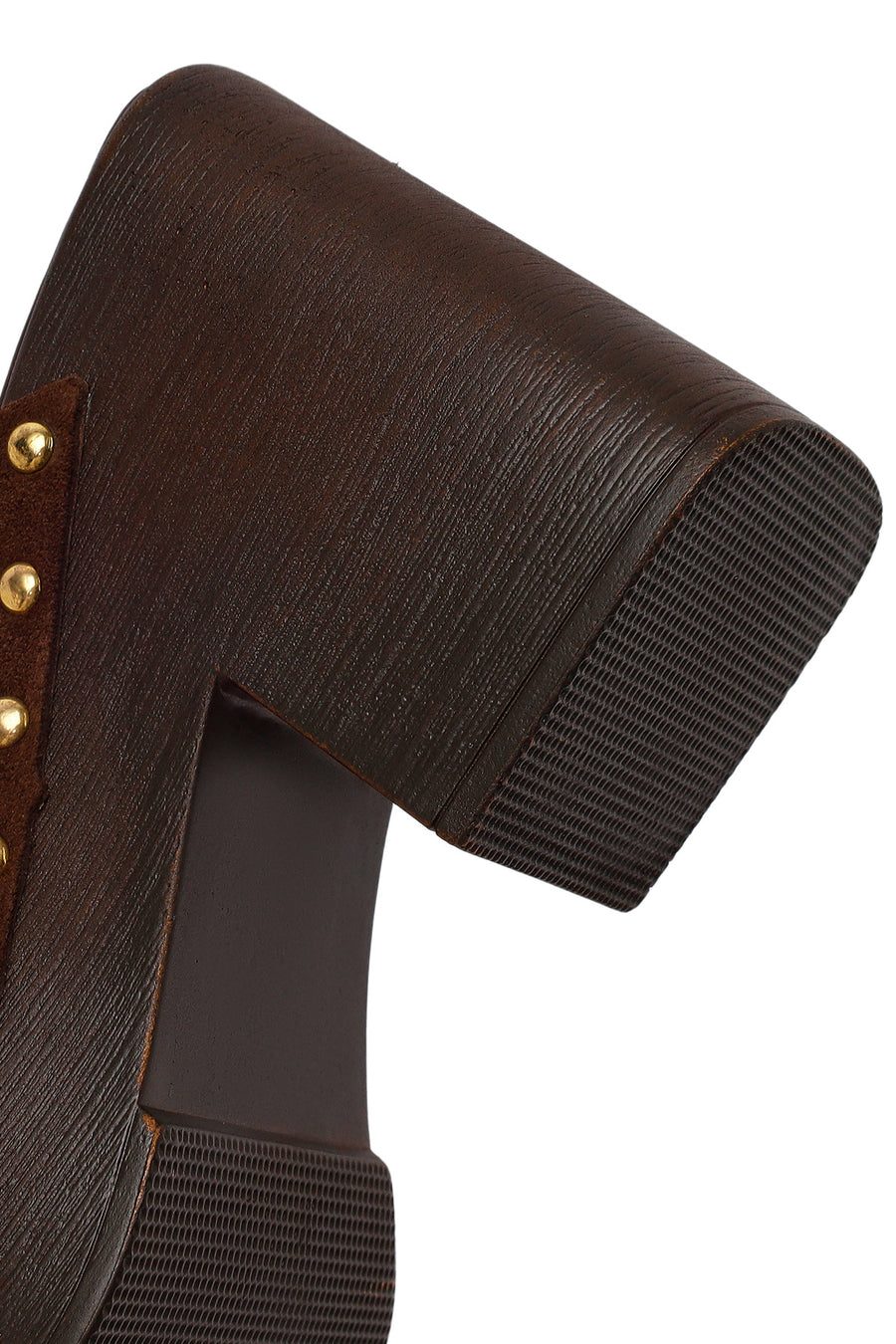 Women's Brown High Heel Suede Leather Slippers