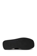 Woman Black Ankle-Buckle Wedge-Heel Leather Sandal | Derimod