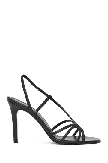 Kadın Siyah Yüksek İnce Topuklu Deri Sandalet 26SFD161518 | Derimod