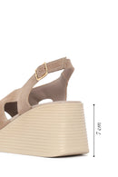 Woman Mink Back-Buckle Wedge-Heel Suede Leather Sandals | Derimod