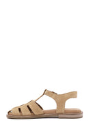 Kadın Bej Bilekten Tokalı Süet Deri Sandalet | Derimod