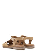 Kadın Bej Bilekten Tokalı Süet Deri Sandalet | Derimod