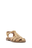 Kadın Bej Bilekten Tokalı Süet Deri Sandalet | Derimod