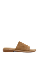 Women's Beige Suede Leather Slippers | Derimod