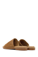 Women's Beige Suede Leather Slippers | Derimod