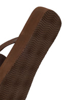 Women's Brown Leather Flip-Flops | Derimod