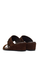 Women's Brown Platform Suede Leather Slippers | Derimod