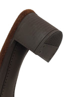 Kadın Kahverengi Püsküllü Kısa Kalın Topuklu Süet Deri Terlik | Derimod