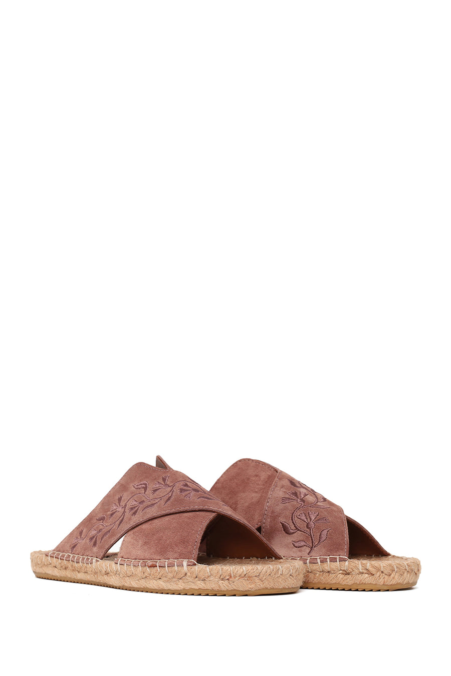 Woman Dark Powder Patterned Suede Espadrilles Slipper