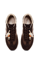 Kadın Kahverengi Bağcıklı Charmlı Deri Sneaker | Derimod