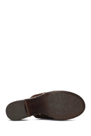 Kadın Kahverengi Kalın Topuklu Süet Deri Terlik | Derimod