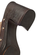 Kadın Bej Kalın Topuklu Süet Deri Terlik | Derimod