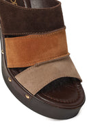 Kadın Çok Renkli Kalın Topuklu Süet Deri Terlik | Derimod